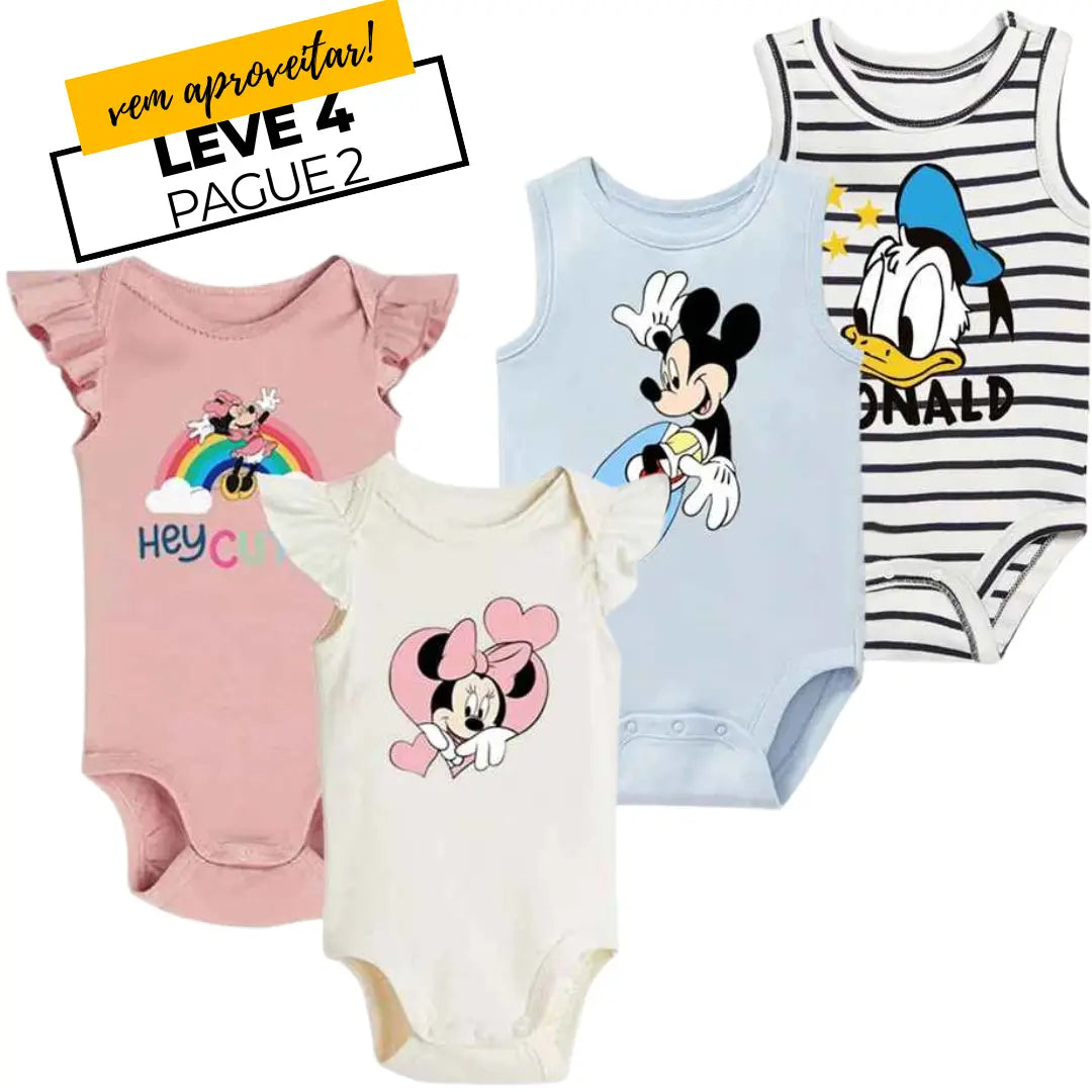 Kit BodySuit Macacão Algodão Mickey Mouse e Pato Donald Leve 4 Pague 2 -  StonesGarden