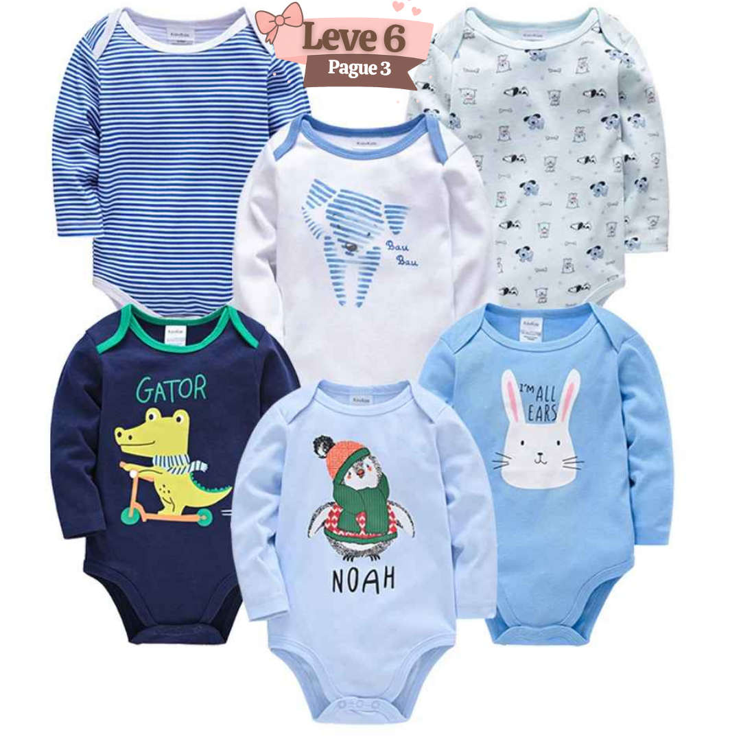Kit Bodysuit Algodão Manga Longa Compre 6 Pague 3 - Kayky