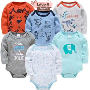 Kit Bodysuit Algodão Manga Longa Compre 6 Pague 3 - Kayky