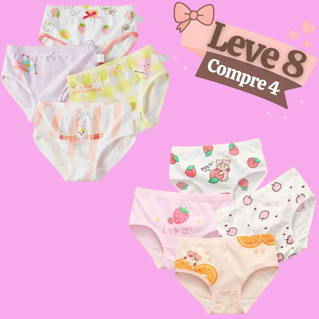 Kit Calcinha de Algodão Confortável Suzita - COMPRE 4 LEVE 8