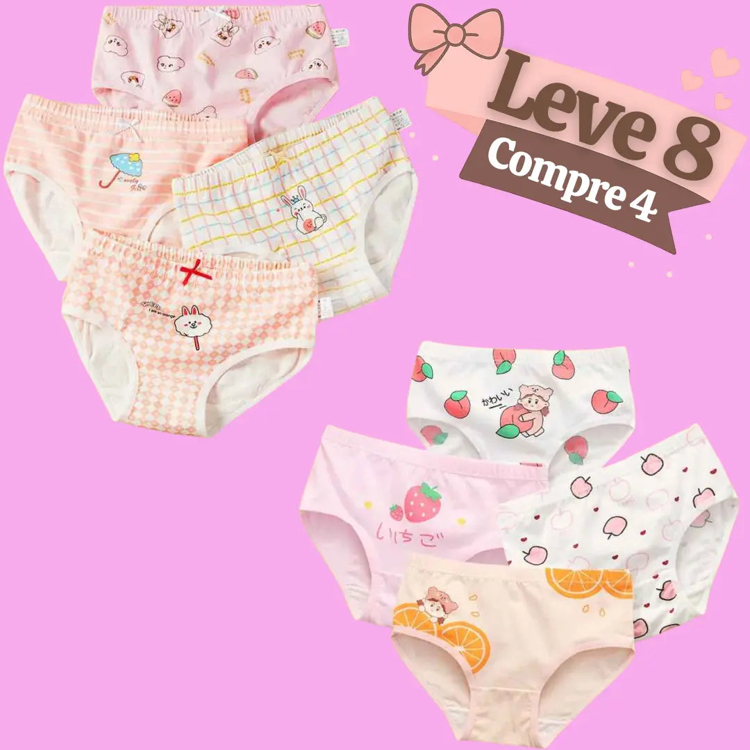 Kit Calcinha de Algodão Confortável Suzita - COMPRE 4 LEVE 8