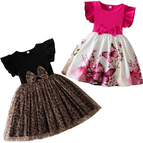 Kit Vestido Infantil Floral com Tule e Babados - Sophia