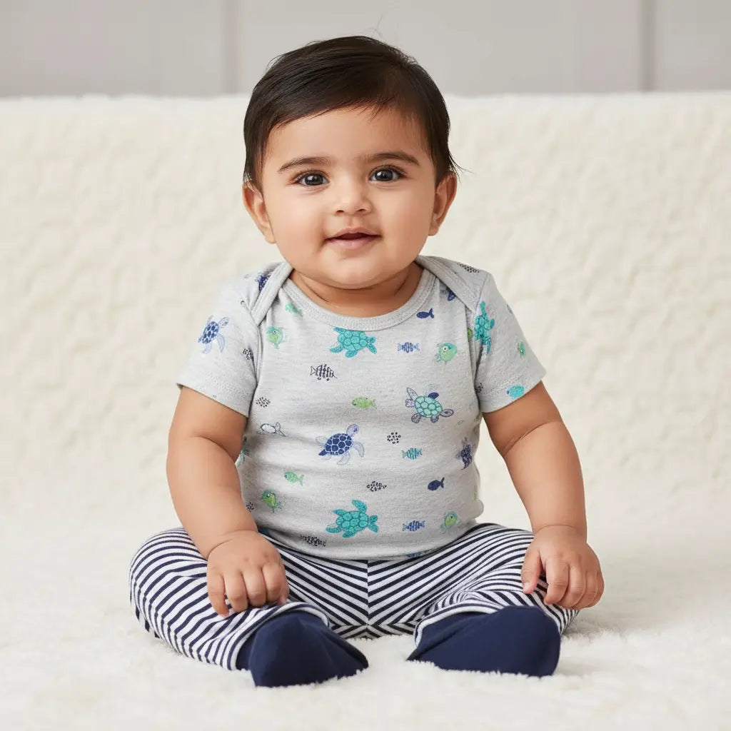 Kit Bodysuits Manga Curta + Calças Algodão - Lilo