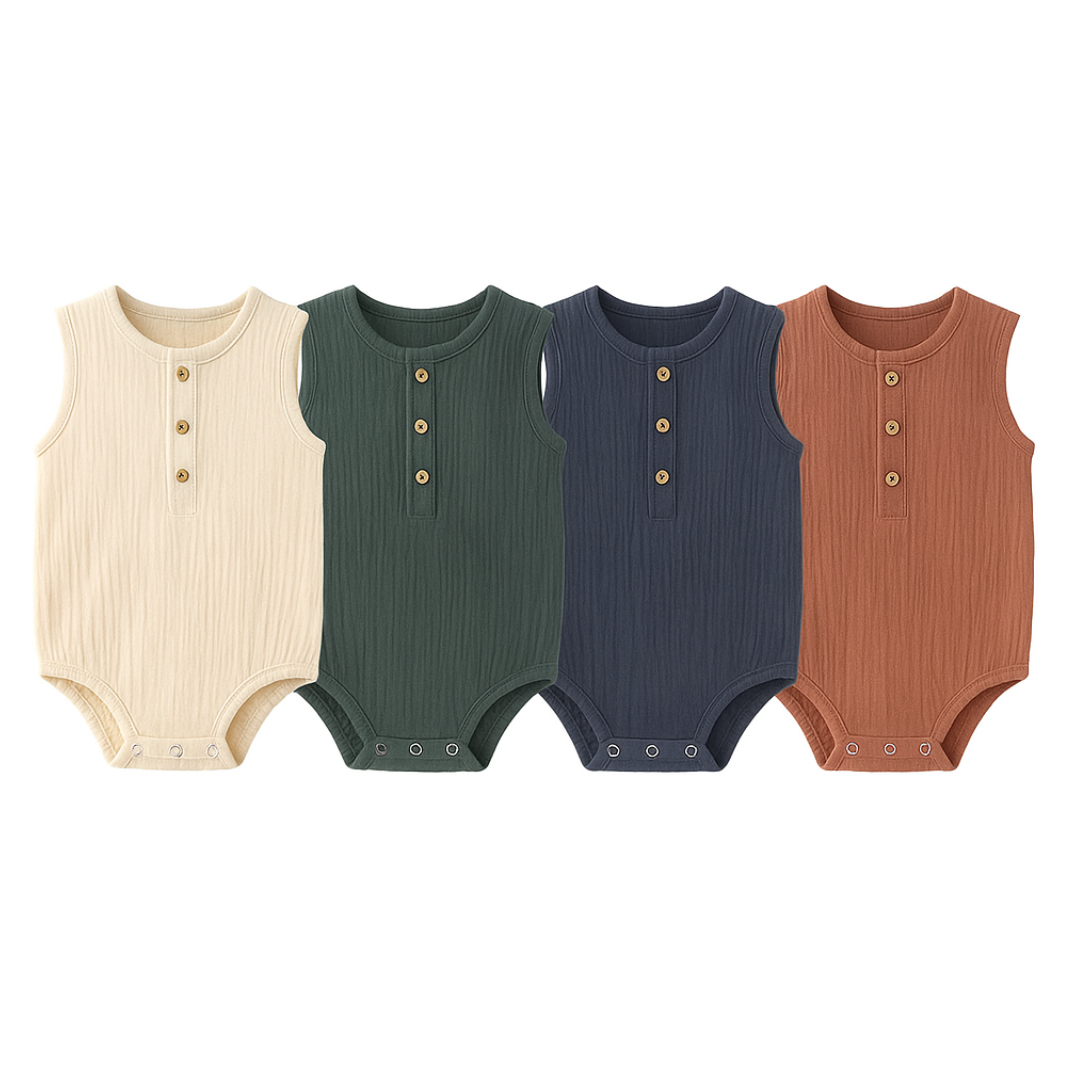 Kit Macacão de Musselina sem Mangas 4 Peças - Maurielle