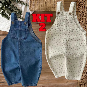 Conjunto Macacão Infantis Jeans sem Mangas Leve 2 Pague 1 - Chefa