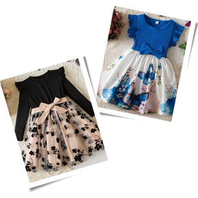 Kit Vestido Infantil Floral com Tule e Babados - Sophia