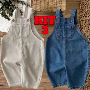 Conjunto Macacão Infantis Jeans sem Mangas Leve 2 Pague 1 - Chefa