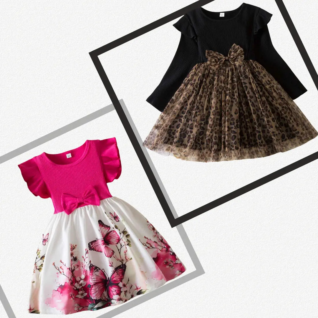 Kit Vestido Infantil Floral com Tule e Babados - Sophia