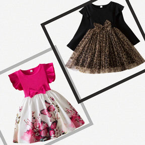 Kit Vestido Infantil Floral com Tule e Babados - Sophia