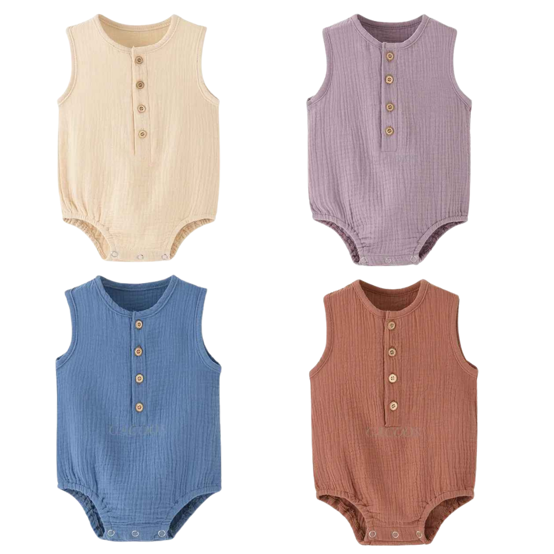 Kit Macacão de Musselina sem Mangas 4 Peças - Maurielle