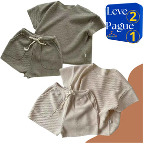 Conjunto Verão Camiseta Manga Curta e Shorts Leve 2 Pague 1 - Shellby